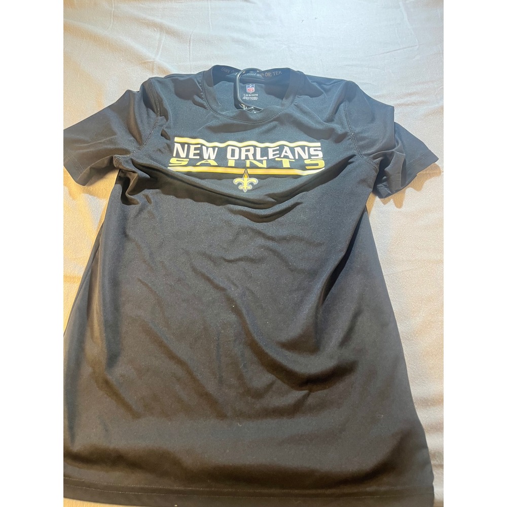 NFL New Orleans Saints Youth Black Dri-Tek Performance T-Shirt Size L 14/16